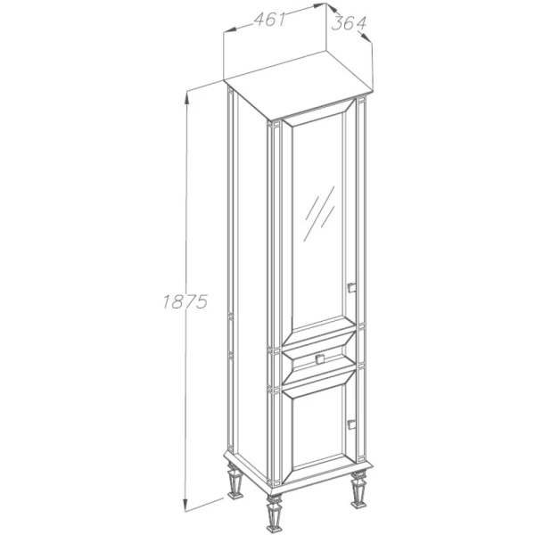 Пенал Opadiris Кантара, цвет слоновая кость, левый 00-00004342