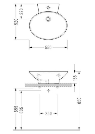 Раковина накладная (55х52) Serel CH01