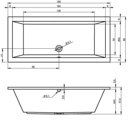 Ванна акриловая Riho Lusso (180x80) B036001005 без гидромассажа