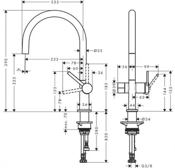 Кухонный смеситель Hansgrohe Talis M54 72805800, сталь