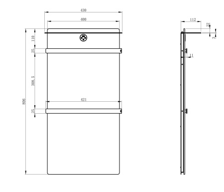 Полотенцесушитель электрический с каменной плитой Серый мрамор WONZON & WOGHAND STUTTGART, Брашированное золото WW-A504G-BG