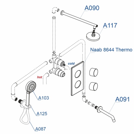 Душевая система с термостатом WasserKRAFT Thermo A178644, хром