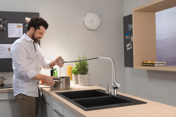 Смеситель для кухни с выдвижным изливом Hansgrohe Talis Select M51 2jet 72823000 хром