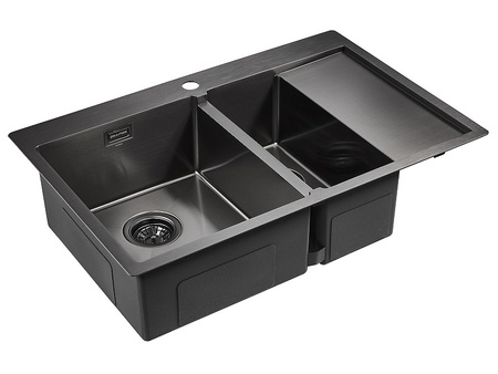 Кухонная мойка Paulmark Union PM537851-GML вороненая сталь левая