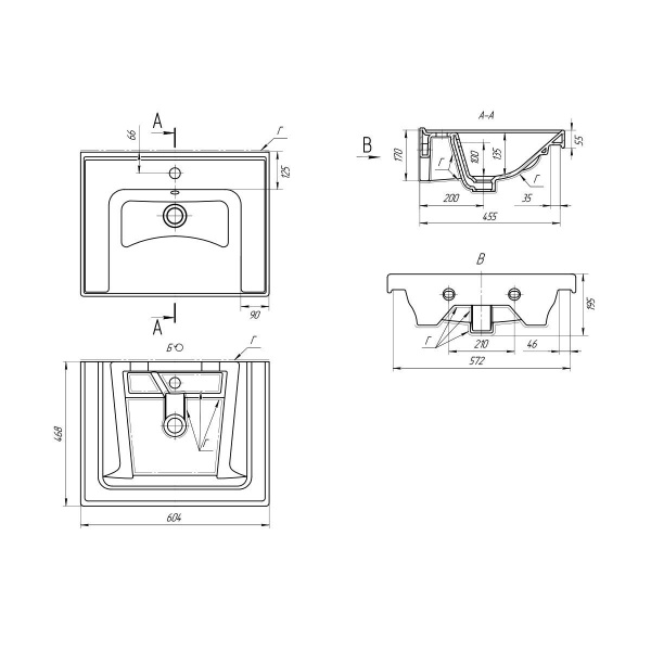 Раковина (60х47) Art&Max Грэйс 641587