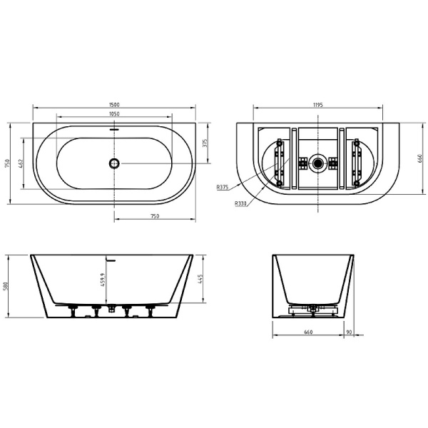 Акриловая ванна (150х75) BelBagno BB710-1500-750 Акриловая ванна (150х75) BelBagno BB710-1500-750