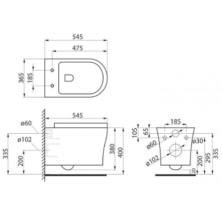 Чаша унитаза подвесного BelBagno Ancona BB1224CHR-SM (без сиденья)