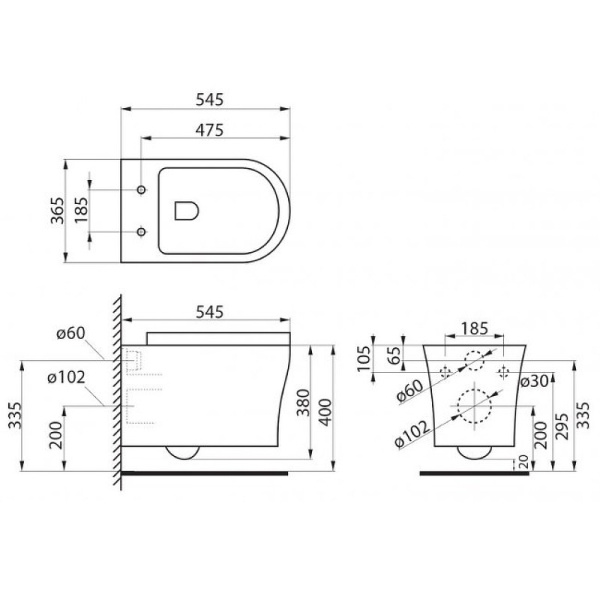 Чаша унитаза подвесного BelBagno Ancona BB1224CHR-SM (без сиденья)