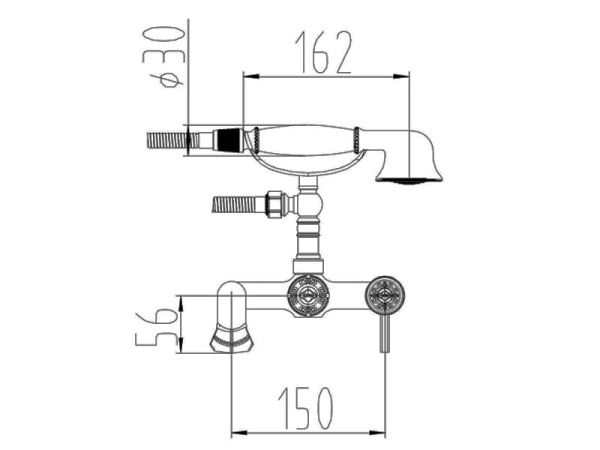 Смеситель для ванны, античное серебро Zorg A 200W-SL