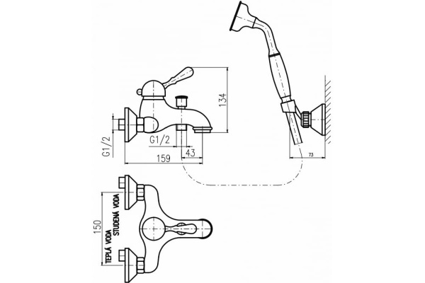 Смеситель для ванны Rav Slezak Labe L454.5/2SM