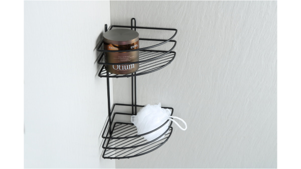 Полка угловая двойная Fixsen черная FX-710B-2