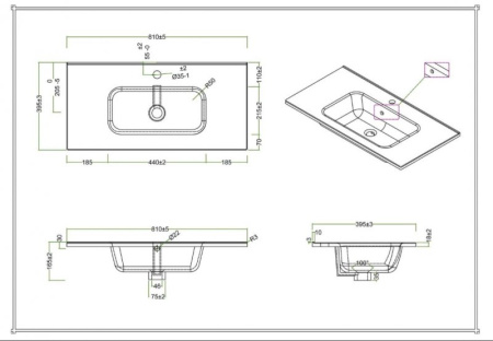 Керамическая раковина (81х39) BelBagno BB800/390ETL