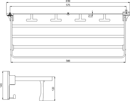 Полка для полотенец  61см. RUSH Edge ED77622