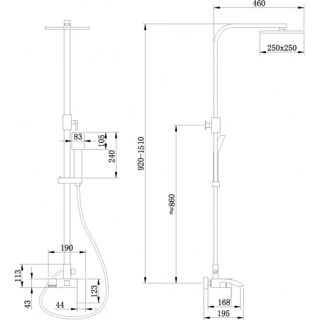 Душевая стойка ABBER Wasserfall AF8616SPL с изливом, сатин