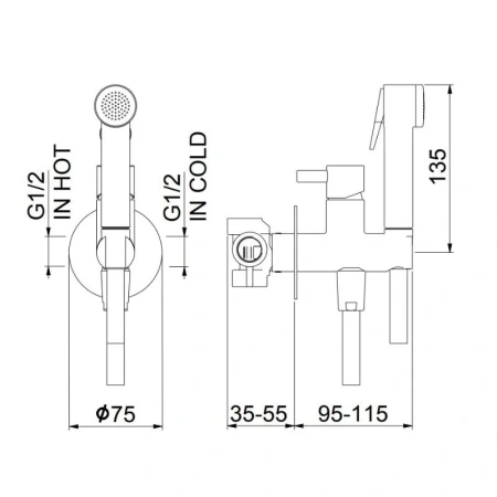 Гигиенический душ со смесителем Webert Elio EL870303560PVC