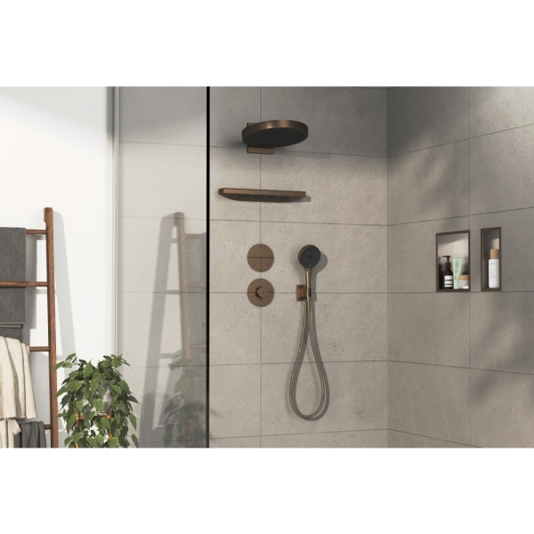 Переключатель потоков на 3 положения Hansgrohe ShowerSelect Comfort S 15558140 шлифованная бронза