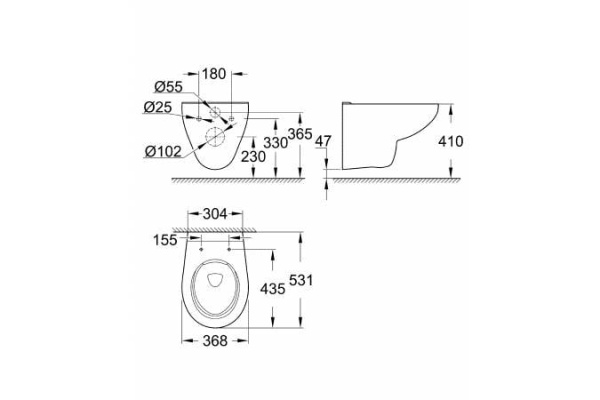 Унитаз подвесной с инстоляцией Grohe Solido Compact 39419 000 (39419000) микролифт