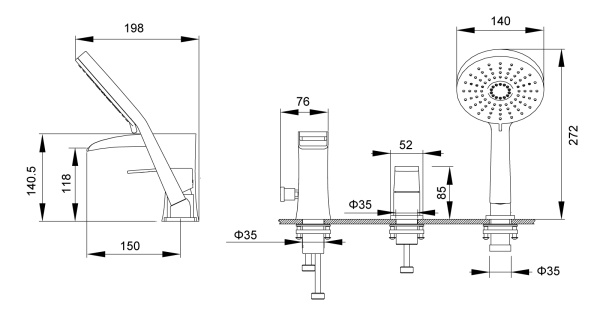 Смеситель для ванны Timo Lumi 4210/00Y chrome