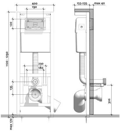 Комплект 6-в-1 унитаз Cersanit Delfi с инсталляцией Alfa S-SET-DELFI/Leon/Cg-w