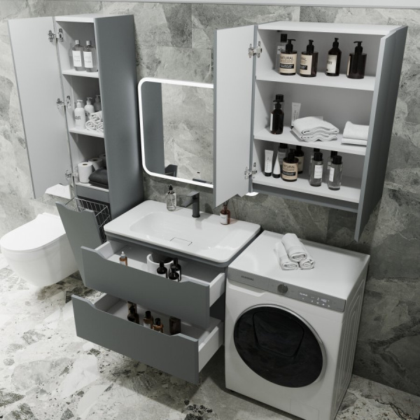 Тумба под раковину Style Line Марелла 80 Люкс Plus СС-00002412 серый матовый