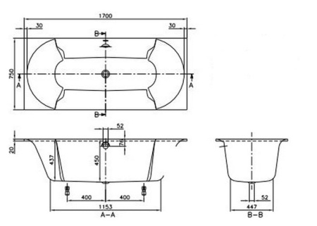 Квариловая ванна 170x75 Villeroy&Boch Pavia UBQ170PAV2V-01