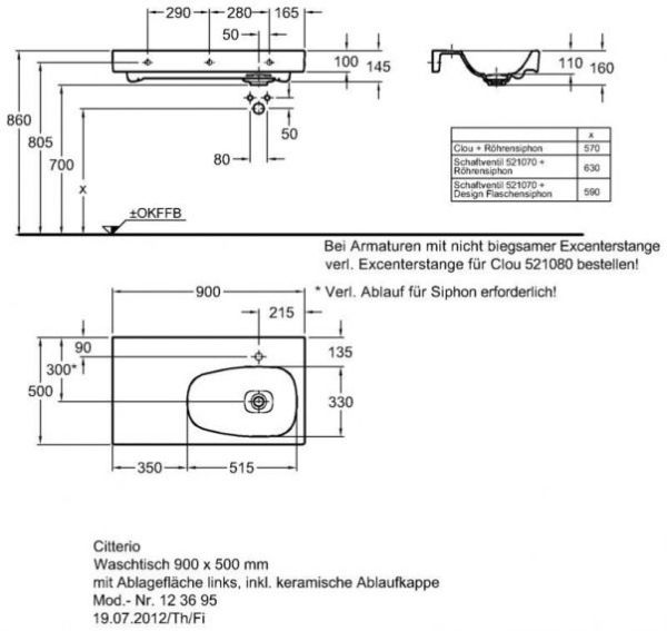 Раковина Keramag Design Citterio 123695000