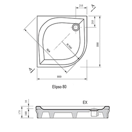 Душевой поддон Ravak Galaxy Elipso 80 EX A224401310