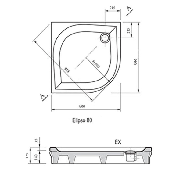 Душевой поддон Ravak Galaxy Elipso 80 EX A224401310
