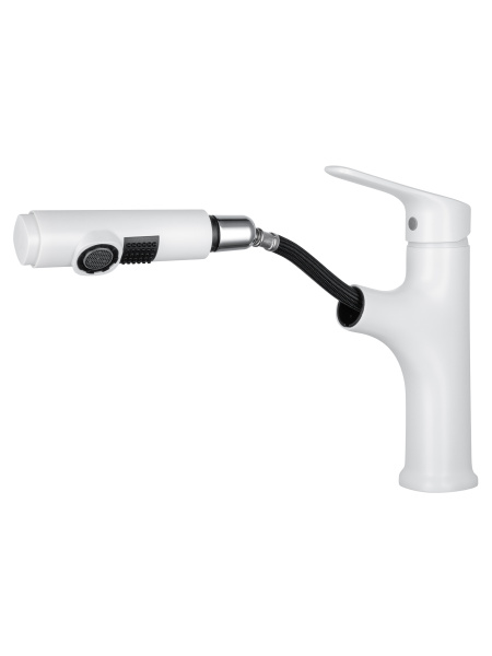 Смеситель для раковины с выдвижным изливом WONZON & WOGHAND, белый матовый WW-AE4151-MW