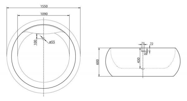 Акриловая ванна (155x155) BelBagno BB30-1550 Акриловая ванна (155x155) BelBagno BB30-1550