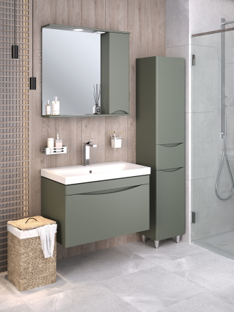 Тумба под раковину Runo подвесная цемент (под умывальник Moduo 80 ) Афина 80 (00-00001213)