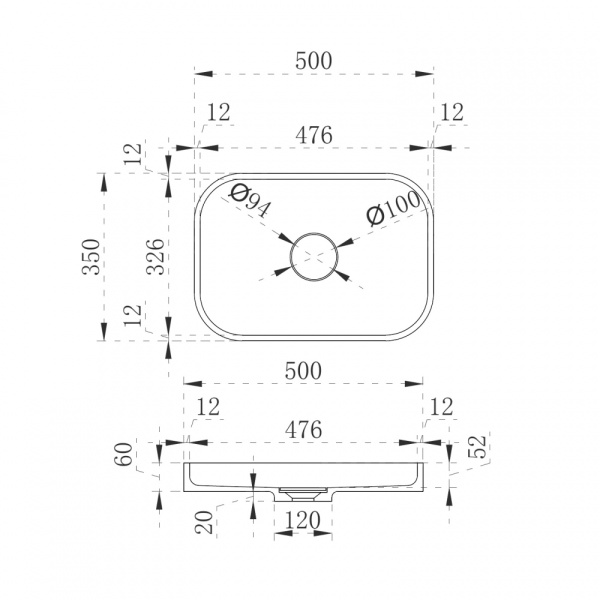 Раковина накладная ABBER Stein AS2602 белая матовая