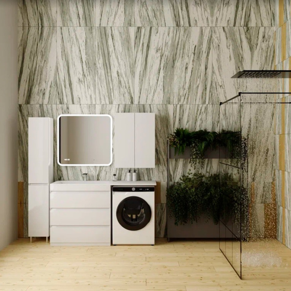 Тумба под стиральную машину напольная Style Line Даллас СС-00002305 белый