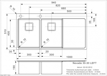 Мойка кухонная Reginox Nevada L (30x30) Left 43109