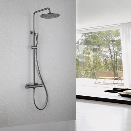 Душевая стойка ABBER Wasser Kreis AF8160NG с термостатом без излива, никель