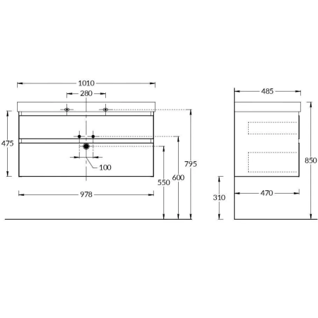 Тумба под раковину Kerama Marazzi Cubo 100 CUB.100.2\WHT.M матовая