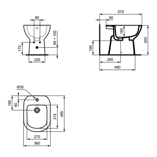 Напольное биде Ideal Standard i.life A T467401