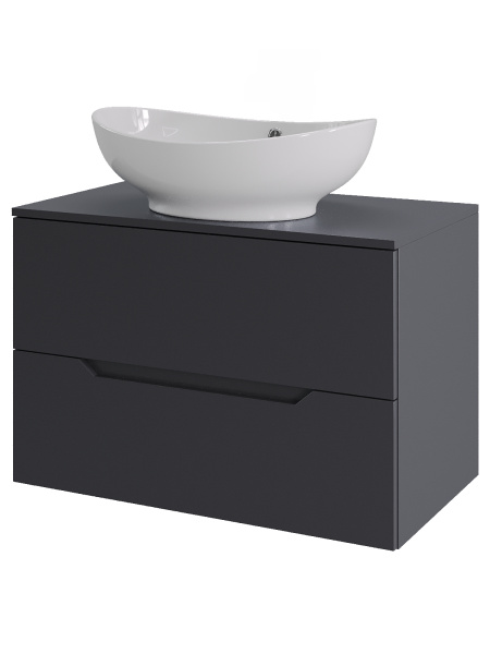 Тумба с раковиной подвесная 70 см, Orange Line Li-70TugMDF+B08-585w графит/белый