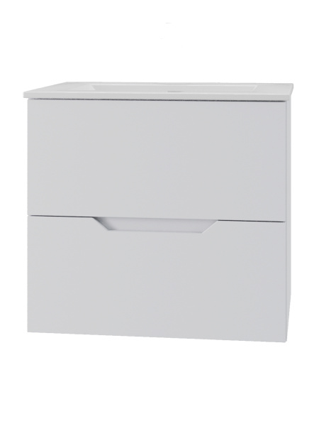 Тумба с раковиной подвесная Orange Line Li-60Tuw+Ra белый матовый