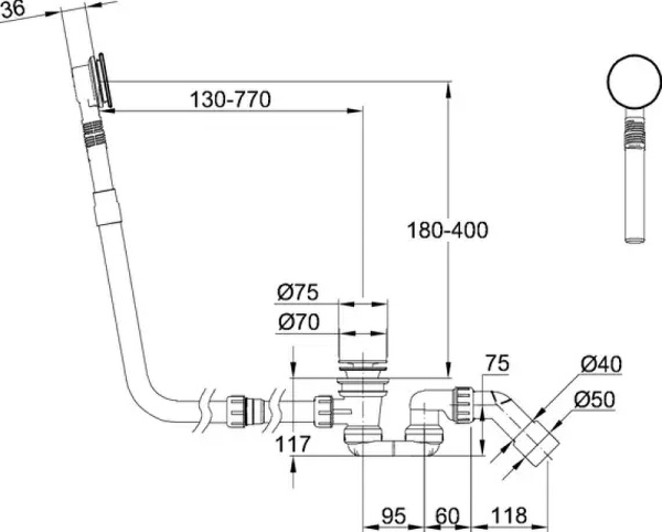 Слив-перелив для ванны автомат стандартный Bette Mono B640-000 белый
