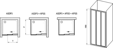 Душевая дверь Ravak Supernova ASDP3-90 00V701R211
