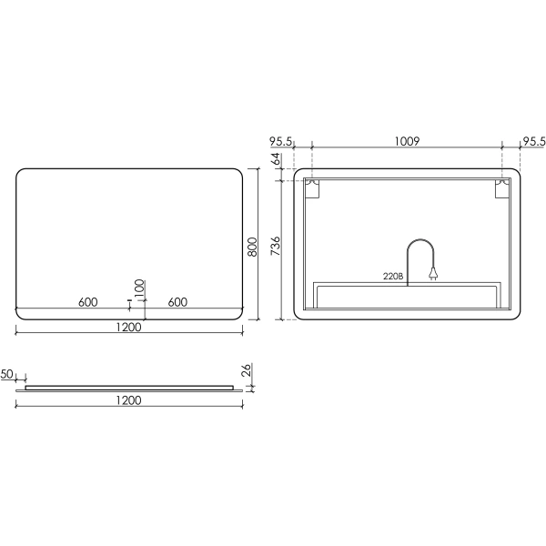 Зеркало с подсветкой (120х80) Sancos Ray RA1200
