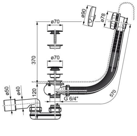 Слив-перелив Ravak X01305 полуавтомат