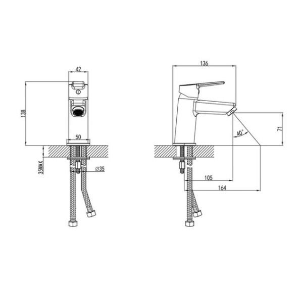 Смеситель для умывальника Milardo Stripe (STRSB00M01)