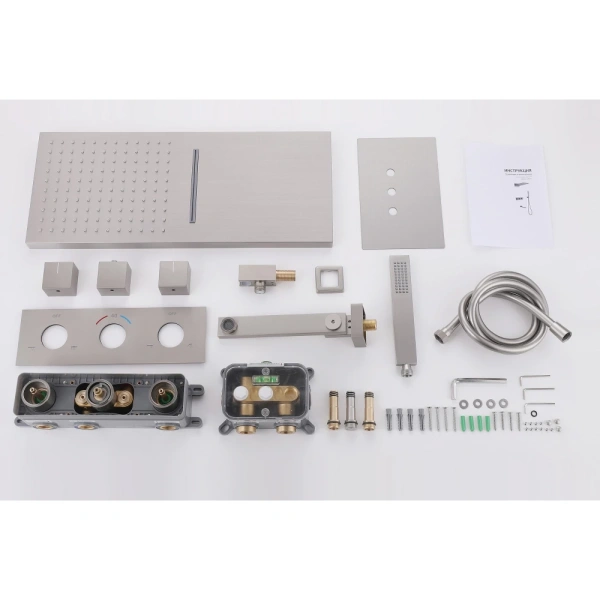 Душевой комплект ABBER Daheim AF8253SP скрытого монтажа с изливом, термостат, сатин