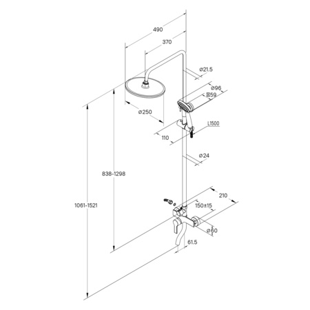 Душевая система Milardo Stripe STRSB1FM06