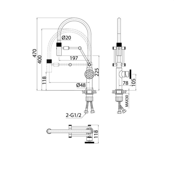 Смеситель для кухни IDDIS с гибким изливом Grange (GRAGMFLi05)