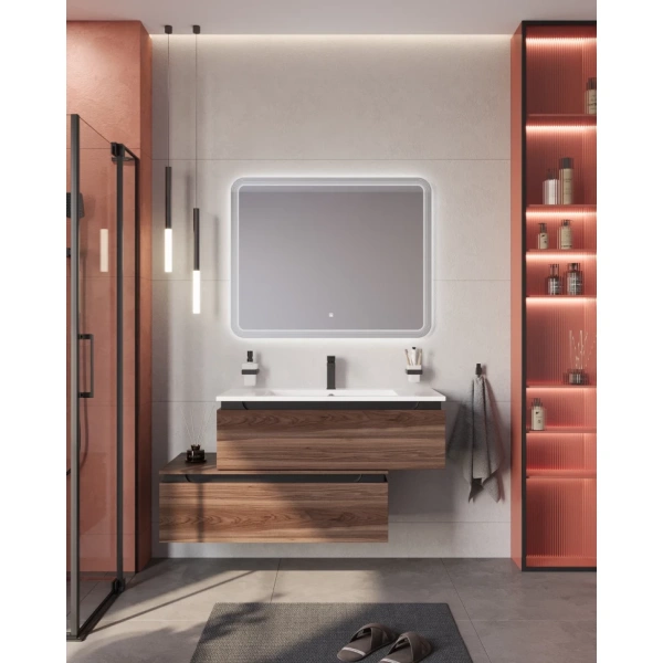 Тумба под раковину Cezares SLIDER-1000-1C-PI-NA-P орех дымчатый