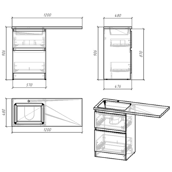 Тумба под стиральную машину Grossman МАРСАЛ-60  121203 белая