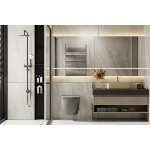 Унитаз ABBER Bequem AC1101TMG подвесной серый матовый, безободковый